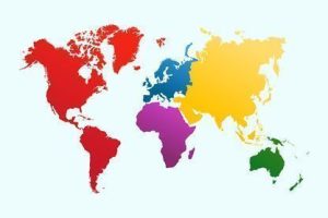 World map, colorful continents Atlas illustration. EPS10 vector file organized in layersa for easy editing.