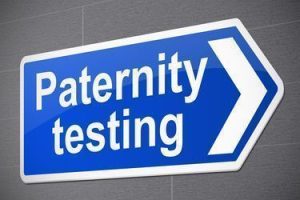 Illustration depicting a sign with a paternity test concept.