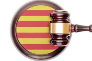 National legal system concept with flag on sound block  - Catalonia - Spain